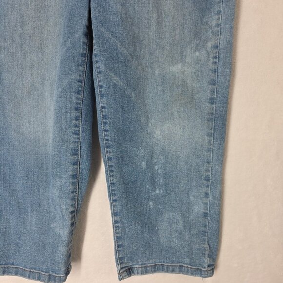 Time and Tru Womens Sz L 12-14 Med Wash Elastic Waist Pull On Denim Capris READ - Picture 2 of 12